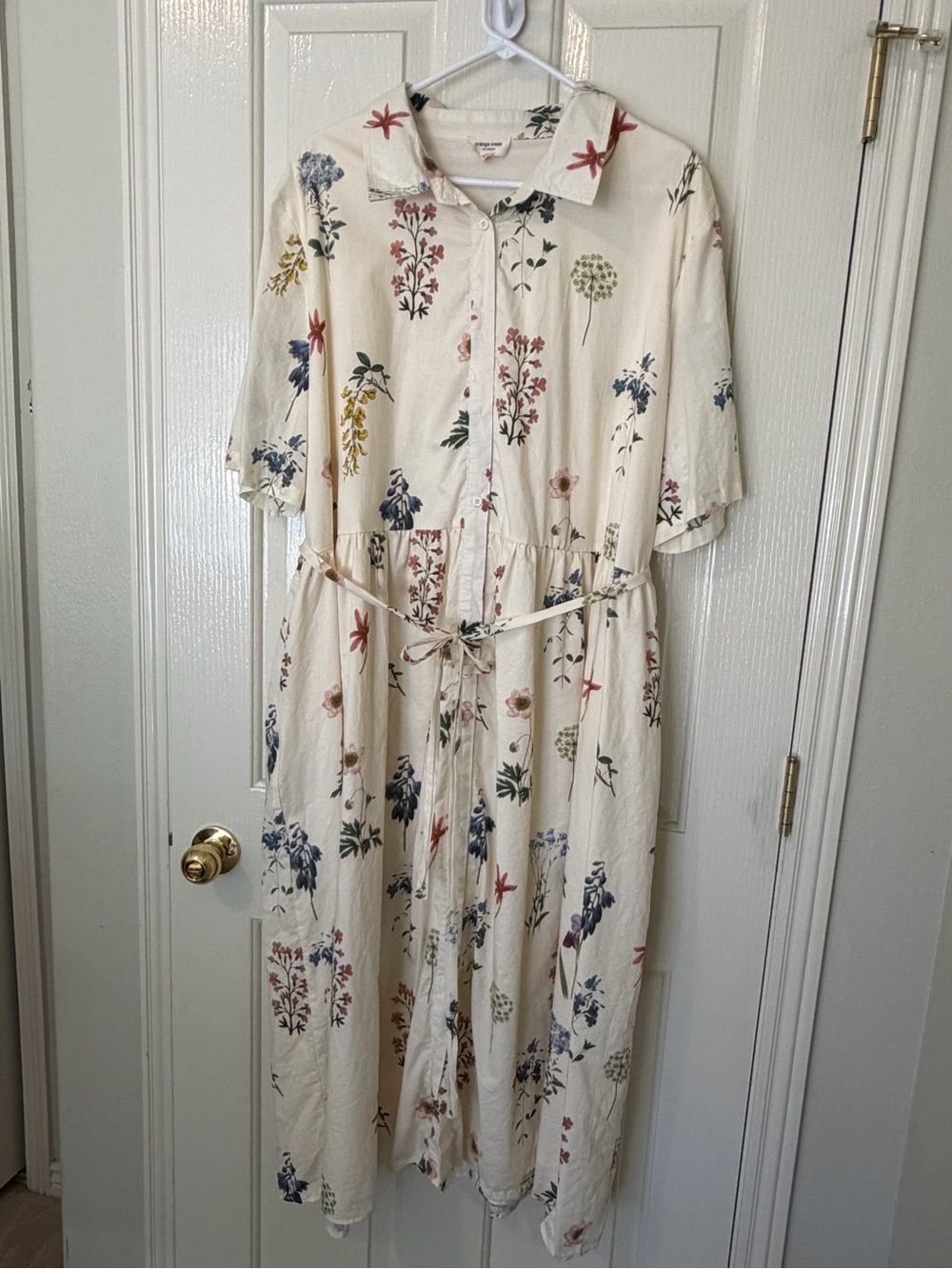 Cream Floral Button Down Midi Dress